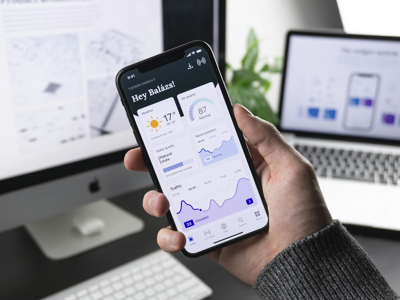 Mobile app on a smartphone